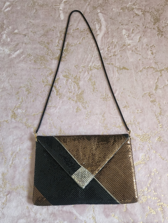 Handbags - BAG | Sequin Envelope Shoulder Bag in Black and Brown